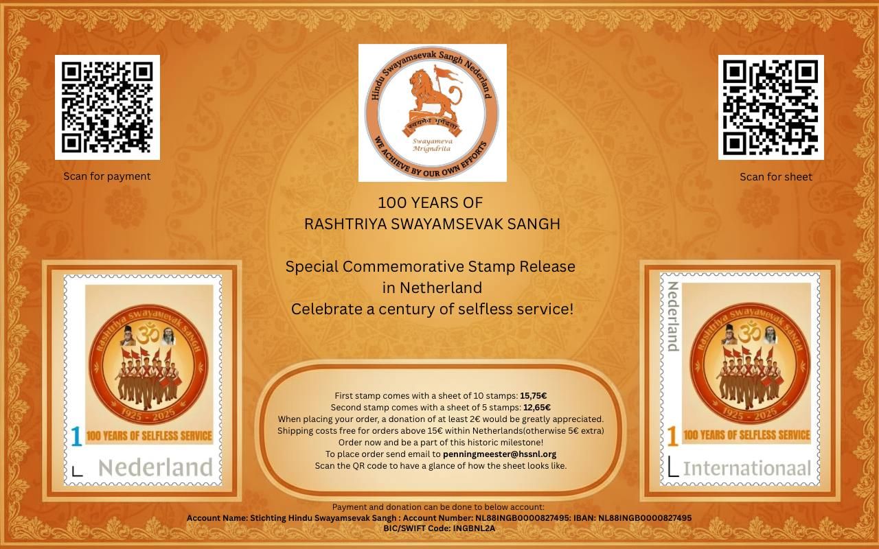 Celebrating 100 Years of Sangh: Special Commemorative Post Stamp Released in the Netherlands